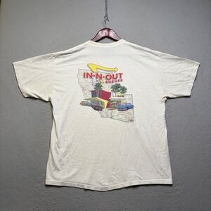 In-N-Out Burger T Shirt Mens Large White 2001 Mike Rider Map Graphic Y2K Vintage